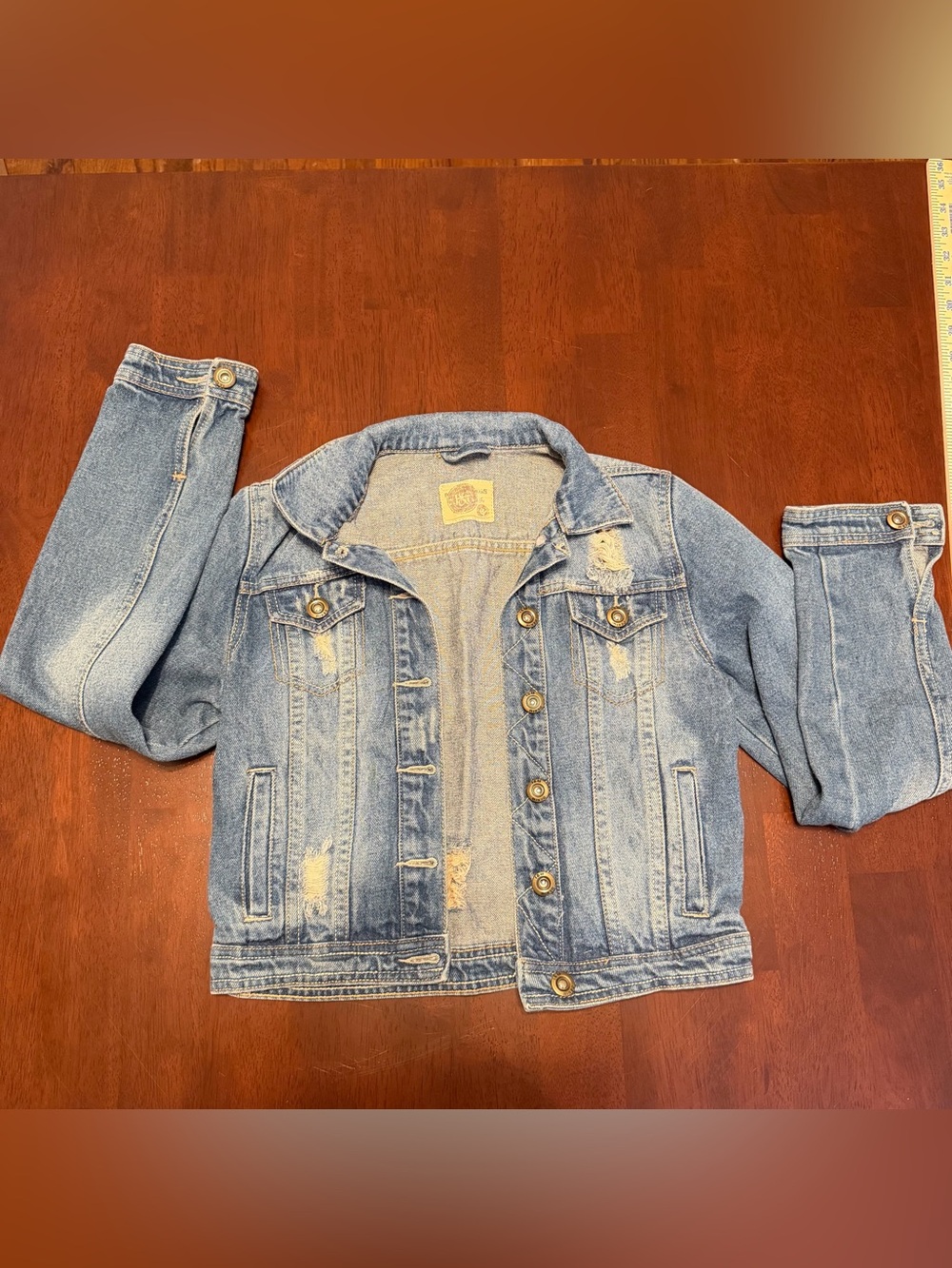 Classic Light Blue Distressed Jean Jacket - Women's small